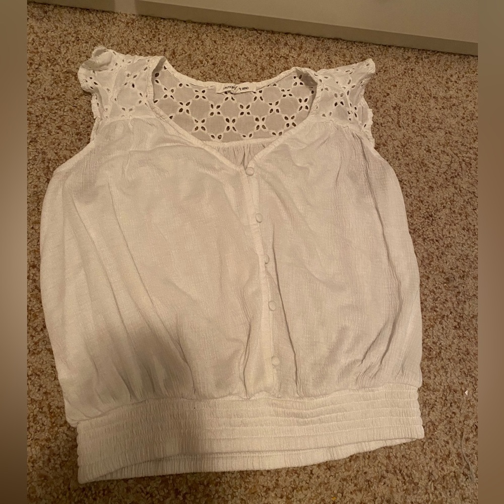 Women’s white Caution To The Wind button up blouse | Size S